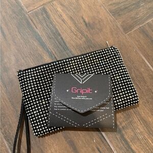 NWT Gripit Black Rhinestone Wristlet Clutch